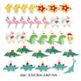 16Pcs Enamel Christmas Cartoon Dinosaur Flamingo Charms Random Metal Pendants