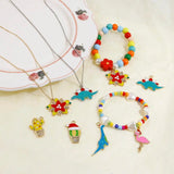16Pcs Enamel Christmas Cartoon Dinosaur Flamingo Charms Random Metal Pendants