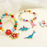 16Pcs Enamel Christmas Cartoon Dinosaur Flamingo Charms Random Metal Pendants