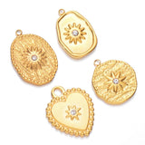10pcs Stainless Steel Rhinestone Sun Charm Pendants DIY Women NecklaceEarrings