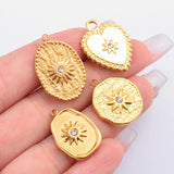 10pcs Stainless Steel Rhinestone Sun Charm Pendants DIY Women NecklaceEarrings