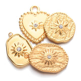 10pcs Stainless Steel Rhinestone Sun Charm Pendants DIY Women NecklaceEarrings