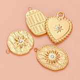10pcs Stainless Steel Rhinestone Sun Charm Pendants DIY Women NecklaceEarrings