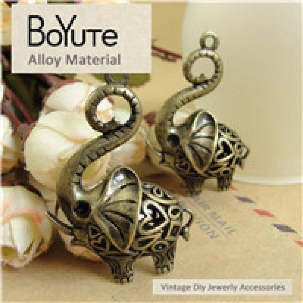 10Pcs 45*31*14MM Hollow Elephant Charm Pendants Antique Bronze DIY Jewelry
