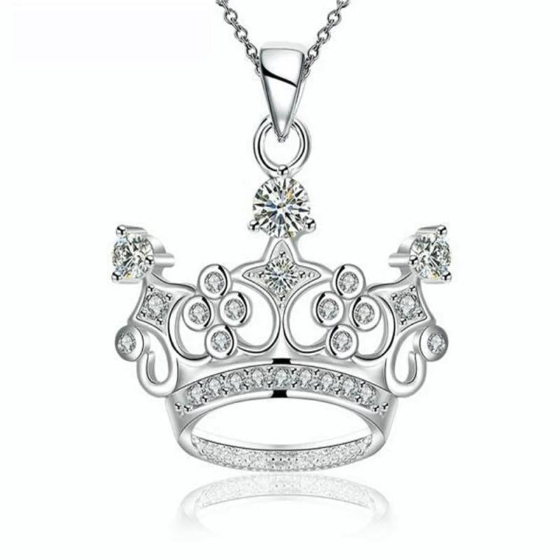 Noble Crown CZ Pendant Necklace 925 Sterling Silver