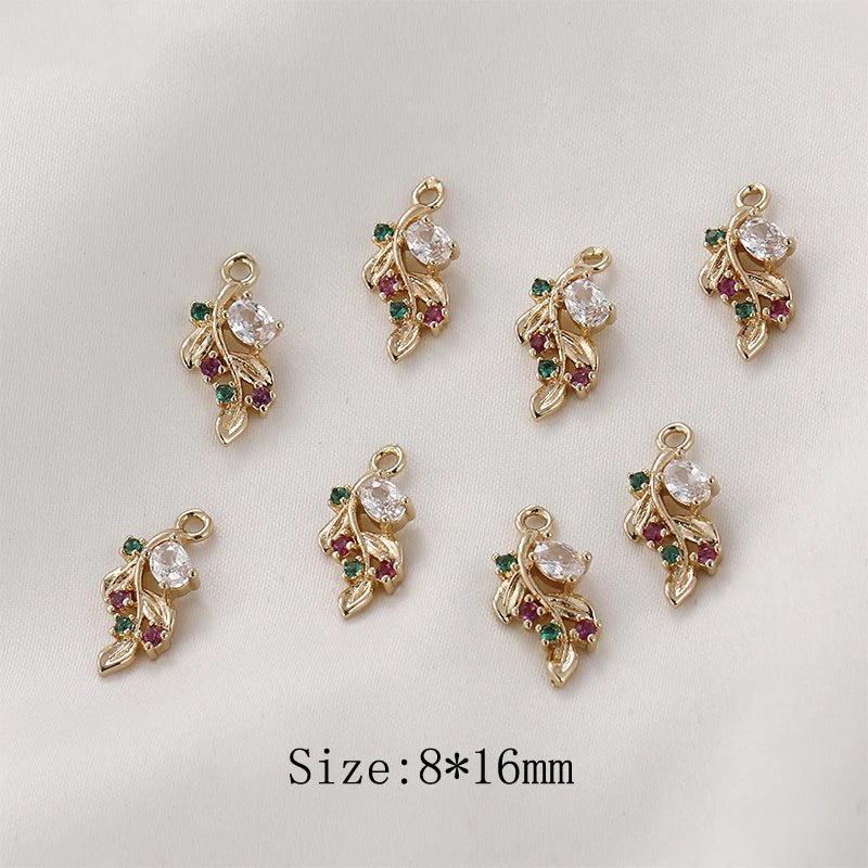 Zircon Flower Necklace Pendant Earrings Charms for Jewelry Making DIY
