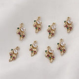 Zircon Flower Necklace Pendant Earrings Charms for Jewelry Making DIY