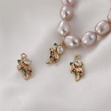 Zircon Flower Necklace Pendant Earrings Charms for Jewelry Making DIY