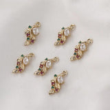 Zircon Flower Necklace Pendant Earrings Charms for Jewelry Making DIY