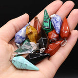 6pcs Mix Agates Stone Pendant Charms for DIY Necklace