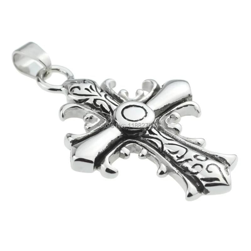 Christian Cross Stainless Steel Pendant Charm Necklace Men Women