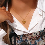 Vintage Heart Pendant Necklace Stainless Steel Choker Chain