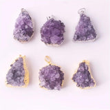Natural Stone Raw Mineral Quartz Geode Crystal Charms Pendant