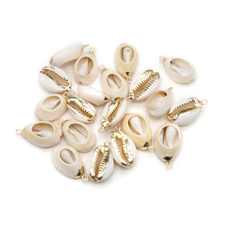 10PCS Shell Pendant Printing Conch Shell Charms Jewelry Making DIY Necklaces