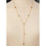 Colorful CZ Heart Chain Stainless Steel Bib Necklace