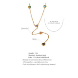 Colorful CZ Heart Chain Stainless Steel Bib Necklace