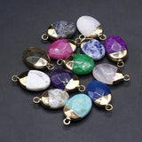 5 Pcs Oval Shape Faceted Crystal Pendants Geode Agate Charms for Jewelry Making