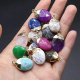 5 Pcs Oval Shape Faceted Crystal Pendants Geode Agate Charms for Jewelry Making