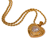 Heart Love CZ Pendant Necklace Stainless Steel