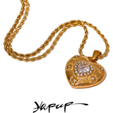 Heart Love CZ Pendant Necklace Stainless Steel