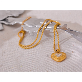 Heart Love CZ Pendant Necklace Stainless Steel