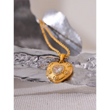Heart Love CZ Pendant Necklace Stainless Steel