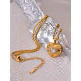 Heart Love CZ Pendant Necklace Stainless Steel