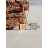 Square Heart Zircon Pendant Necklace Romantic Jewelry Gift