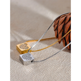 Square Heart Zircon Pendant Necklace Romantic Jewelry Gift
