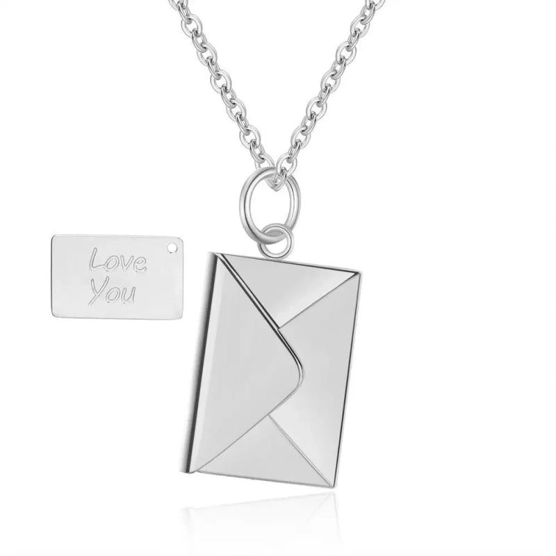 Love Letter Envelope Pendant Necklace Stainless Steel Romantic Jewelry