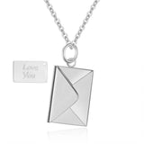 Love Letter Envelope Pendant Necklace Stainless Steel Romantic Jewelry