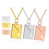 Love Letter Envelope Pendant Necklace Stainless Steel Romantic Jewelry