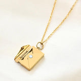 Love Letter Envelope Pendant Necklace Stainless Steel Romantic Jewelry