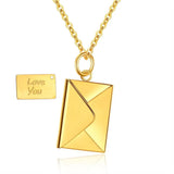 Love Letter Envelope Pendant Necklace Stainless Steel Romantic Jewelry
