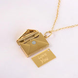 Love Letter Envelope Pendant Necklace Stainless Steel Romantic Jewelry