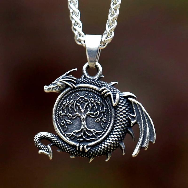 Viking Nordin Tree of Life Necklace Vintage Stainless Steel Jewelry
