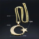 Stainless Steel Star Moon Pendant Chain Necklace Jewelry