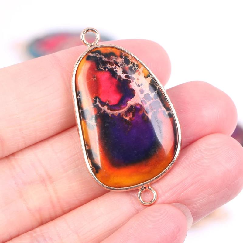 Natural Stone Trapezoid Sea Sediment Pendant for Jewelry Making 21*39mm