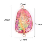 Natural Stone Trapezoid Sea Sediment Pendant for Jewelry Making 21*39mm