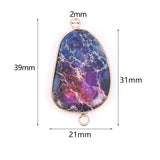 Natural Stone Trapezoid Sea Sediment Pendant for Jewelry Making 21*39mm