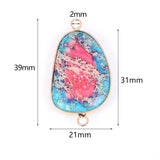 Natural Stone Trapezoid Sea Sediment Pendant for Jewelry Making 21*39mm