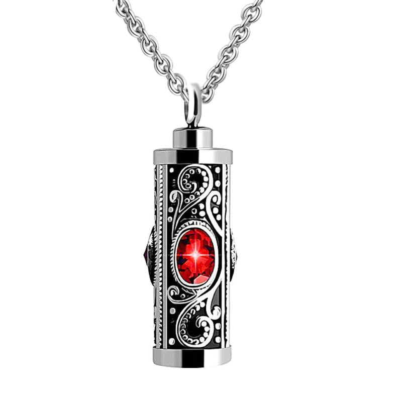 Crystal Cremation Urn Pendant Necklace Stainless Steel Memorial Charm
