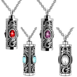 Crystal Cremation Urn Pendant Necklace Stainless Steel Memorial Charm