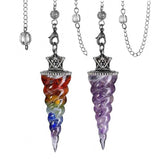 KFT 7 Chakra Crystal Spiral Pendulum Dowsing Divination