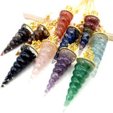 KFT 7 Chakra Crystal Spiral Pendulum Dowsing Divination