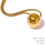 25mm Stainless Steel Big Ball Pendant Necklace Real Plated Waterproof