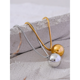 25mm Stainless Steel Big Ball Pendant Necklace Real Plated Waterproof