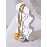 25mm Stainless Steel Big Ball Pendant Necklace Real Plated Waterproof