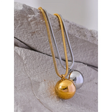 25mm Stainless Steel Big Ball Pendant Necklace Real Plated Waterproof