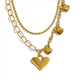 Stainless Steel Heart Chain Double Layer Necklace
